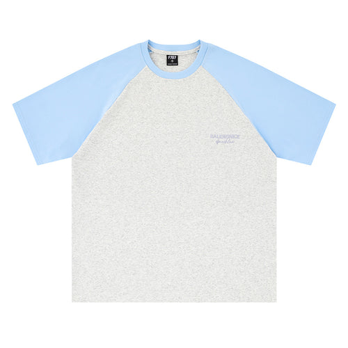 Contrast Stitching Short Sleeve Cotton T-Shirt