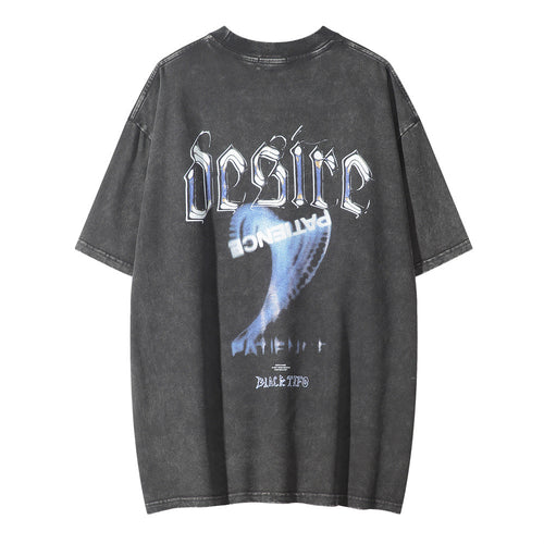Pattern Printed Cotton Blend Short Sleeve T-Shirt Top For Men