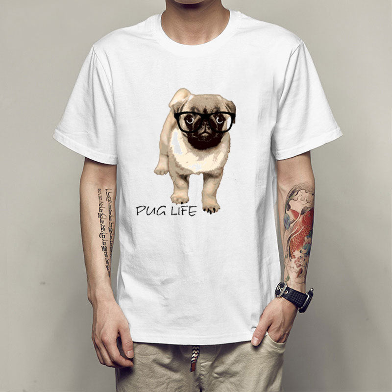 Personality Spoof Pug Print Slim Fit T-Shirt For Men