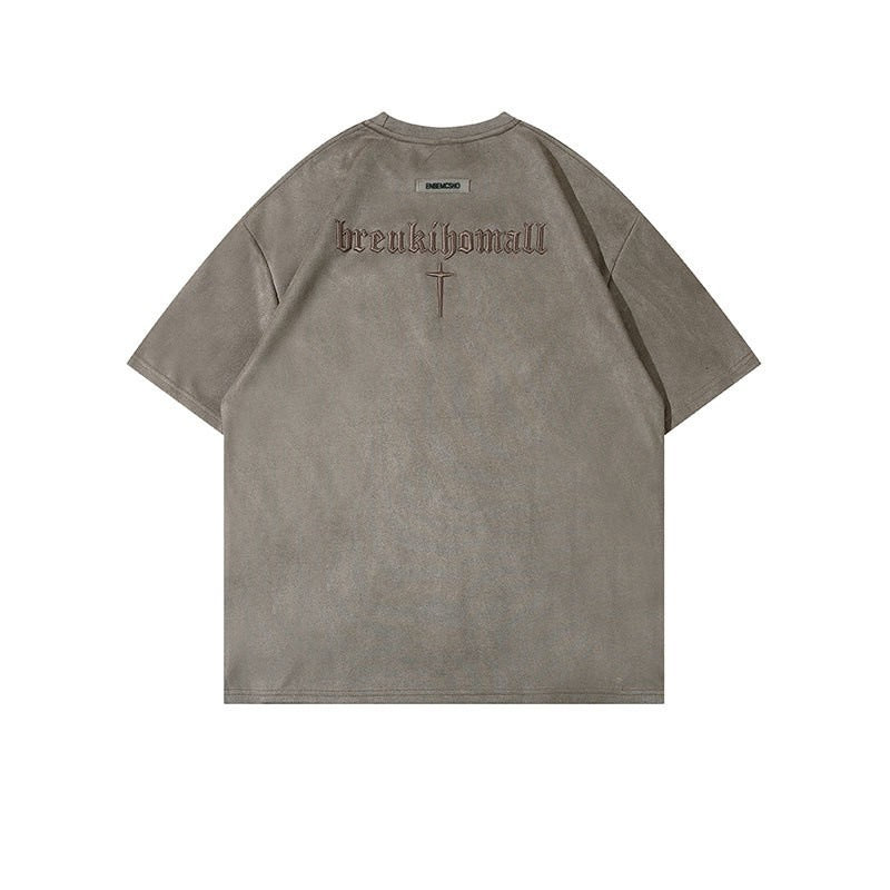 Retro Embroidered Letter Cross T-Shirt For Men