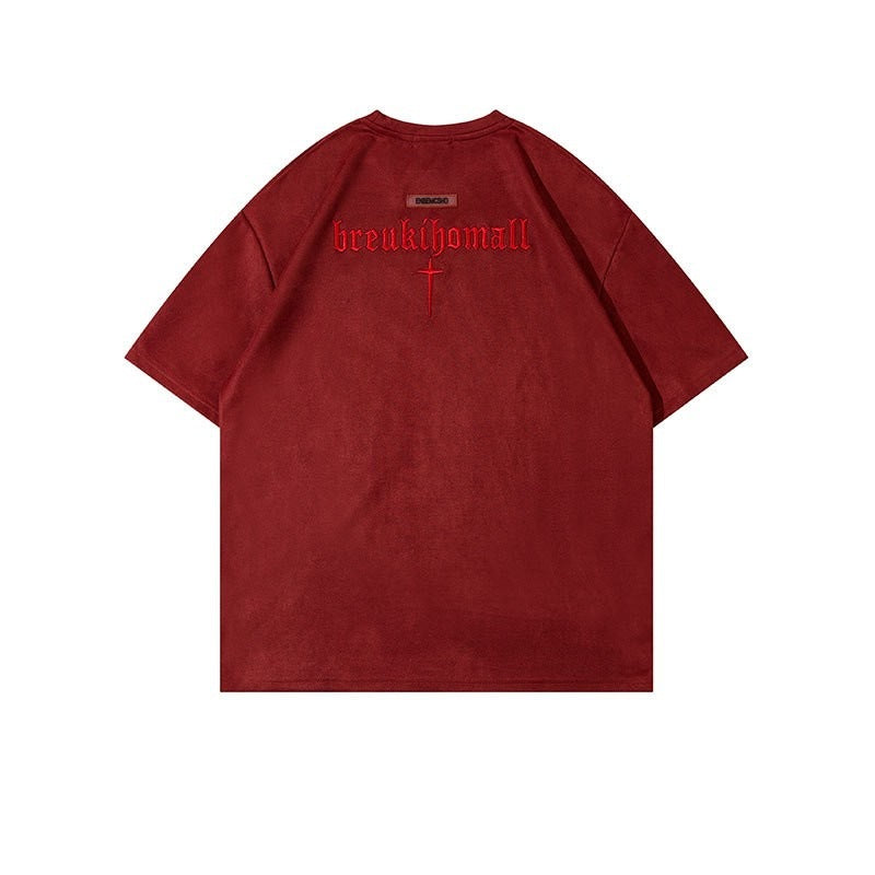 Retro Embroidered Letter Cross T-Shirt For Men