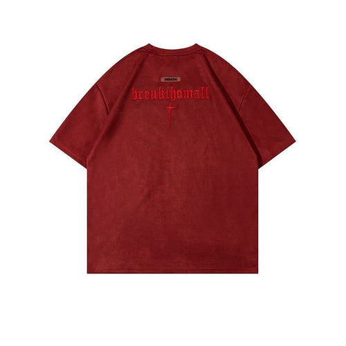 Retro Embroidered Letter Cross T-Shirt For Men