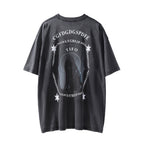 Vintage Washed Graphic Print Cotton T-Shirt For Men