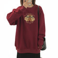 Women’s Cartoon Embroidered Loose Fit Fleece Sweater