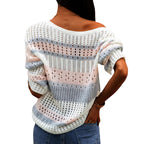 Women’s Casual Stripe Knit Loose Fit Sweater