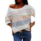 Women’s Casual Stripe Knit Loose Fit Sweater