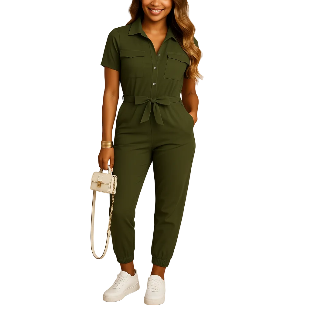 Women’s Elegant Button Front Tailored Jumpsuit