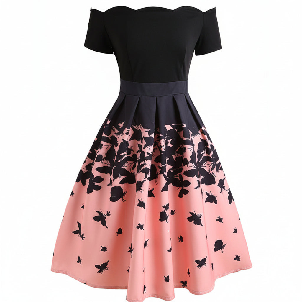 Women’s Elegant Gradient Pleated Midi Party Dress