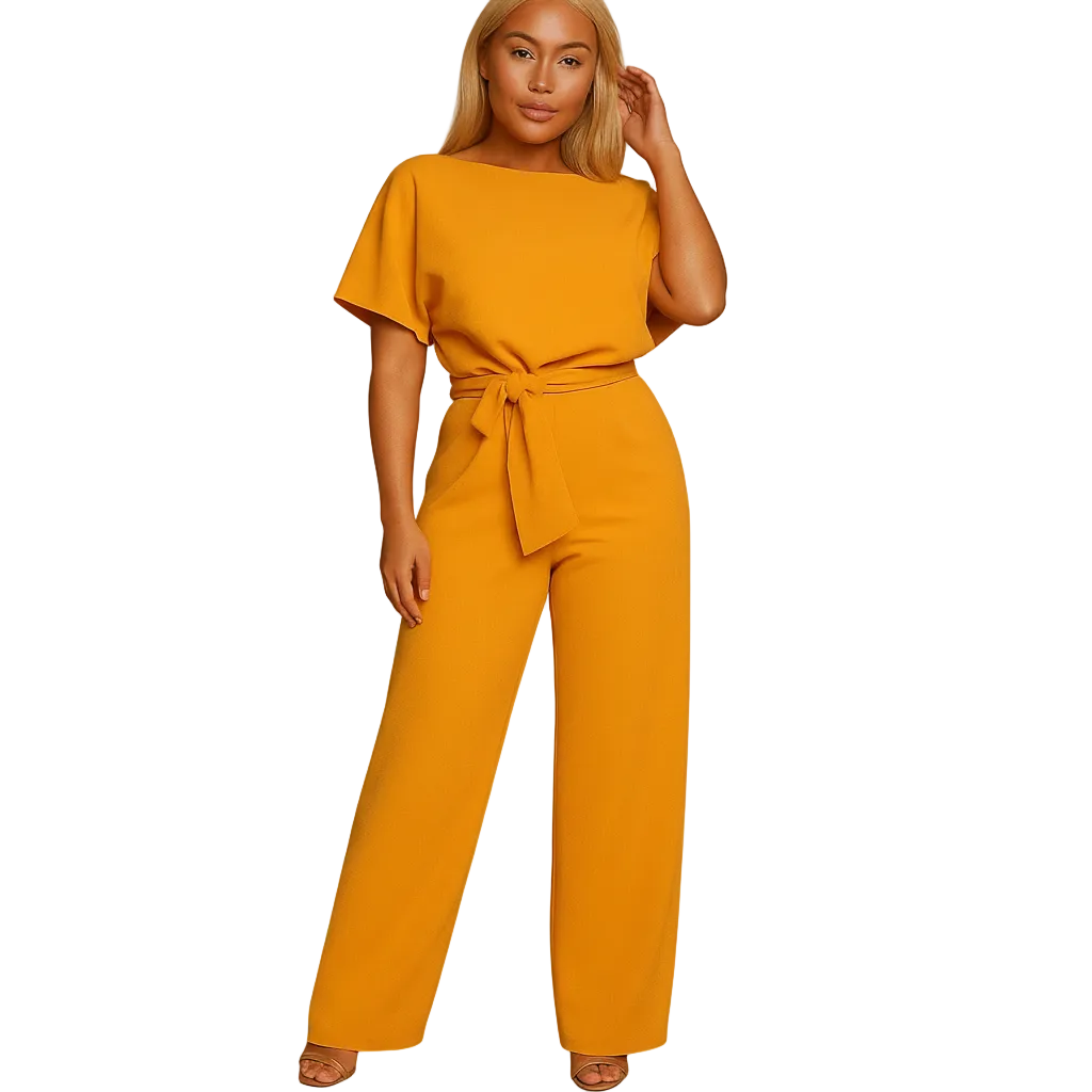 Women’s Elegant High Waist Lace-Up Jumpsuit