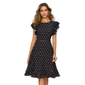 Women’s Elegant Polka Dot Ruffle Midi Dress