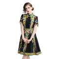 Women’s Elegant Printed A-Line Office Midi Dress