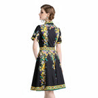 Women’s Elegant Printed A-Line Office Midi Dress