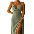 Women’s Elegant V-Neck Flowing Maxi Evening Dress