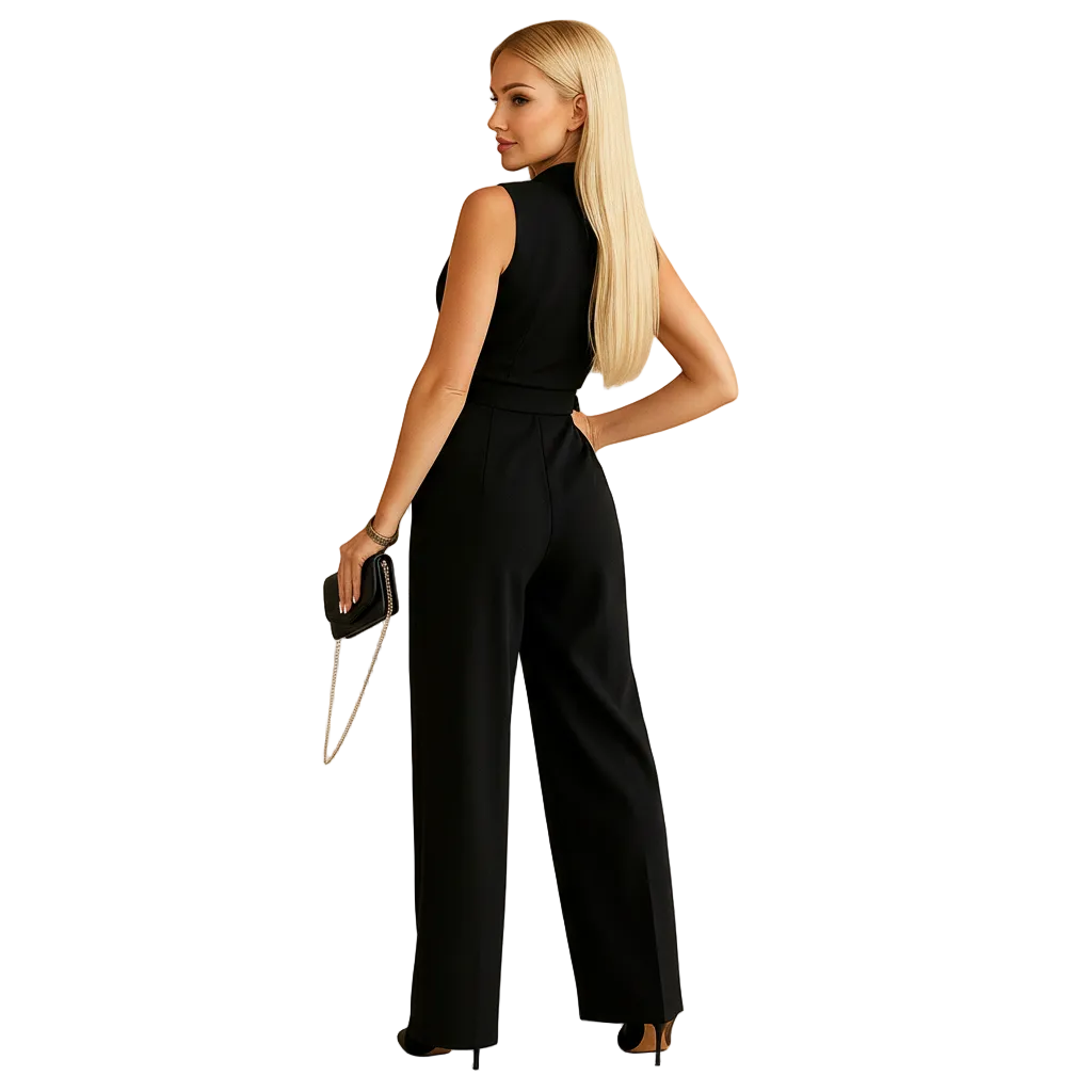 Women’s Elegant Wrap Front Wide Leg Jumpsuit