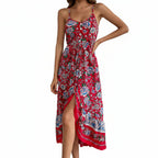 Women’s Floral Asymmetric Sling Vacation Midi Dress