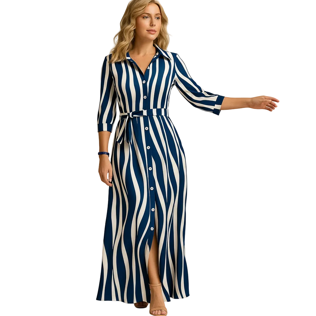 Women’s Flowing V-Neck Midi Evening Party Dress