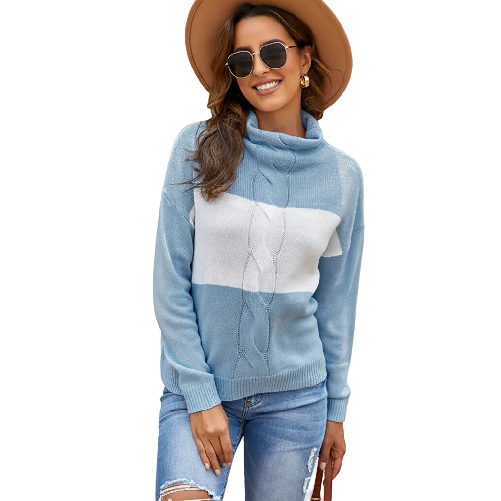Women’s Long Turtleneck Hollow Knit Casual Sweater