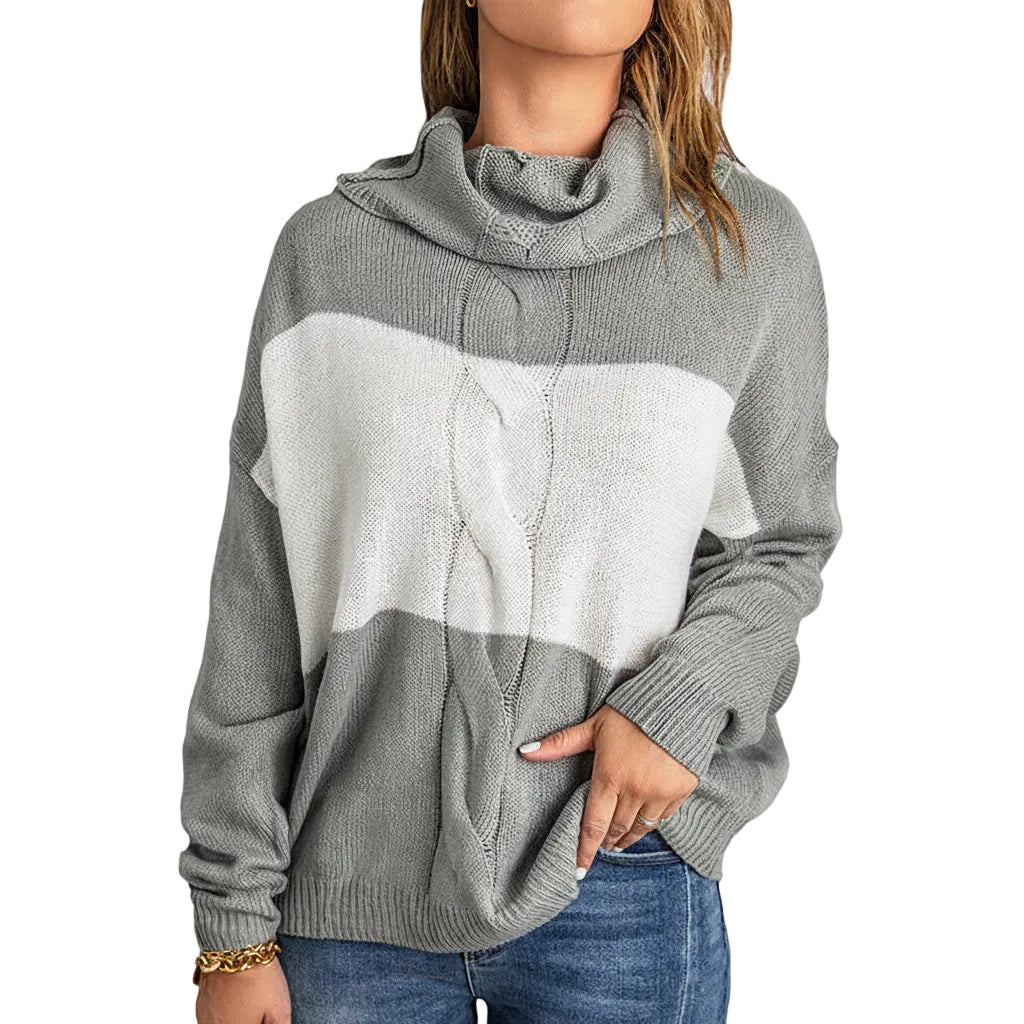 Women’s Long Turtleneck Hollow Knit Casual Sweater