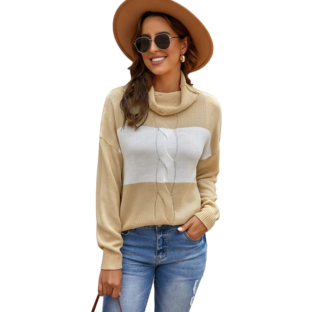 Women’s Long Turtleneck Hollow Knit Casual Sweater