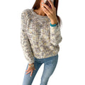 Women’s Multicolor Loose Knit Round Neck Sweater