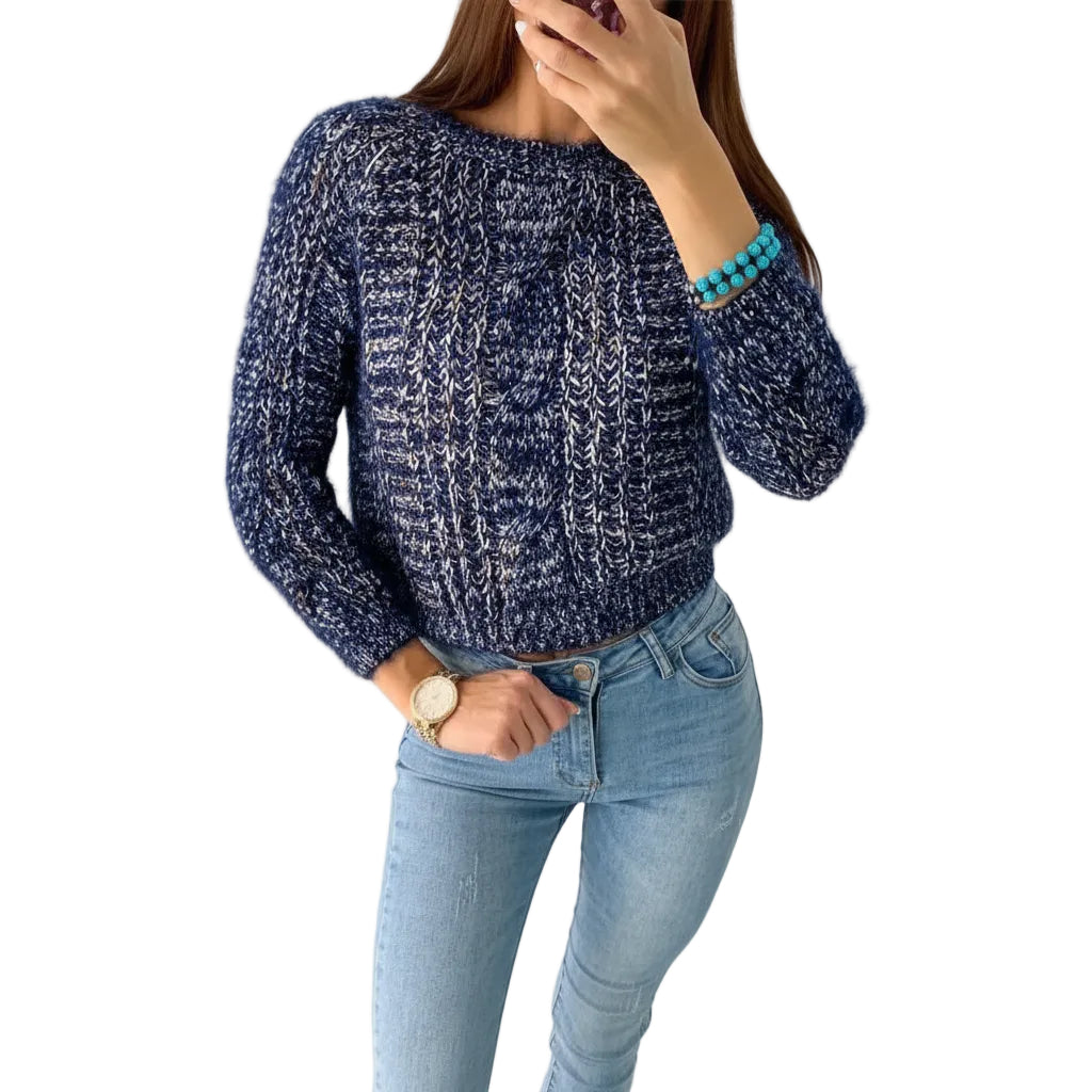 Women’s Multicolor Loose Knit Round Neck Sweater