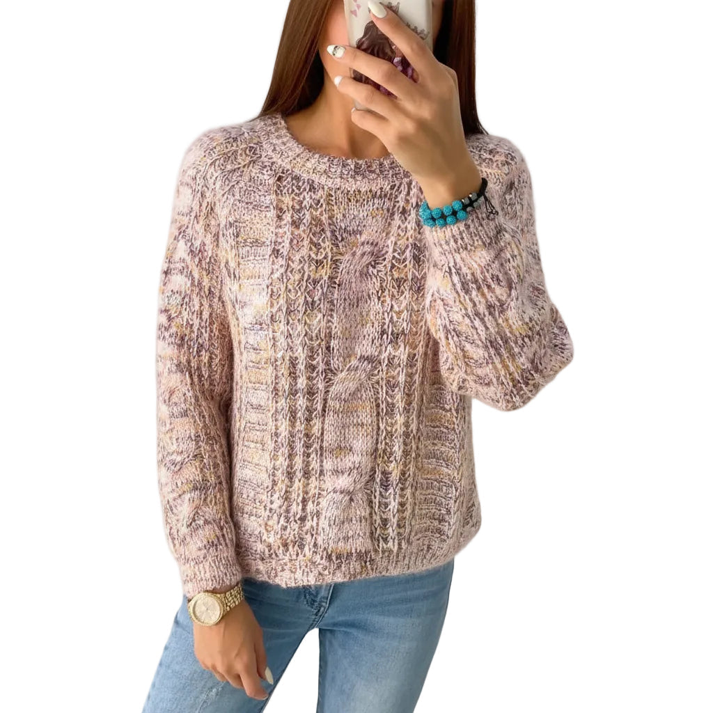 Women’s Multicolor Loose Knit Round Neck Sweater