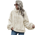 Women’s Plush Hooded Loose Fit Casual Sweater