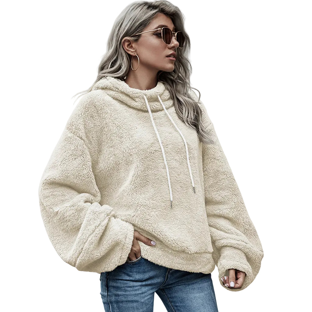 Women’s Plush Hooded Loose Fit Casual Sweater