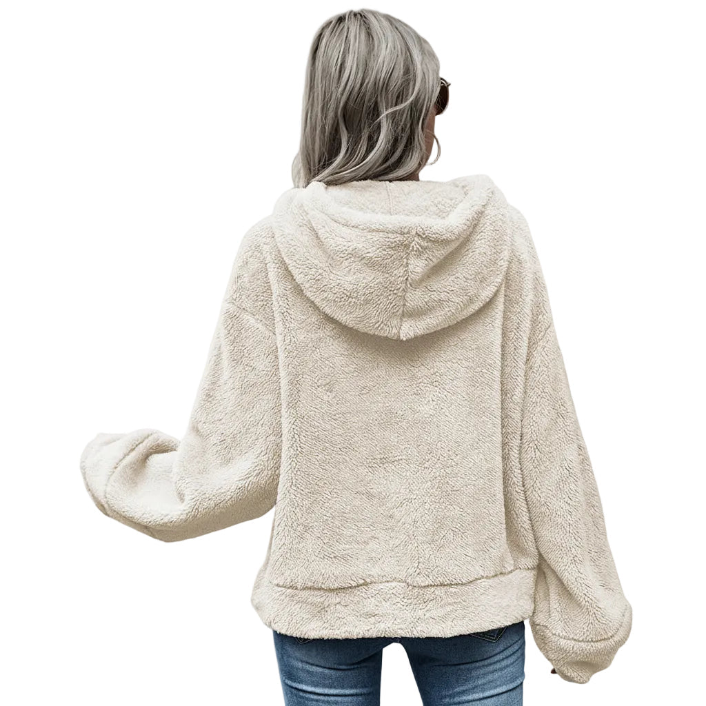 Women’s Plush Hooded Loose Fit Casual Sweater