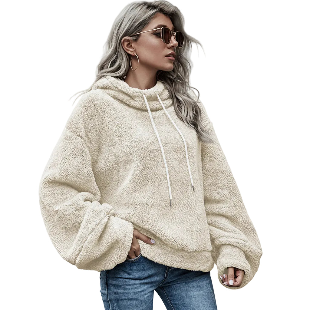 Women’s Plush Hooded Loose Fit Casual Sweater