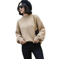 Women’s Solid Color Half Neck Knit Pullover Sweater