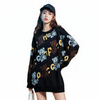 Women’s Vintage Animal Pattern Loose Knit Sweater